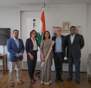 Founders of VentureVillage with Her Excellency Ambassador of India in Finland Mrs Vani Rao, and representatives of HY+