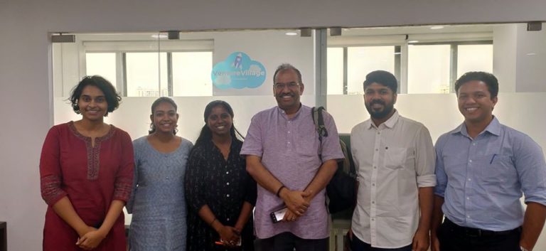 Muralee Thummarukudy, Chief of Disaster Risk Reduction in the UN Environment Programme, visits VentureVillage office in Kochi